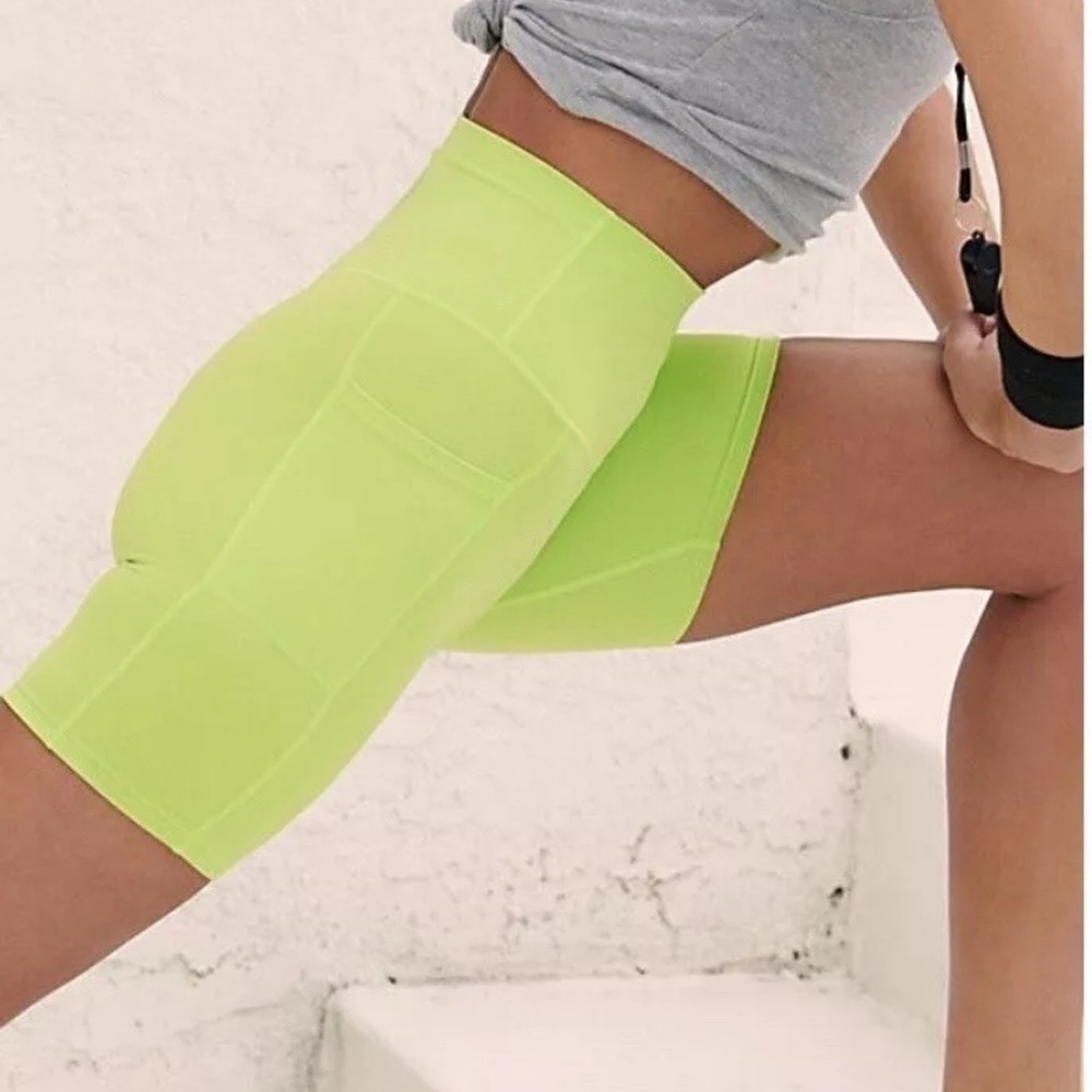 Free People Movement Epic Bike Shorts size small highlighter yellow